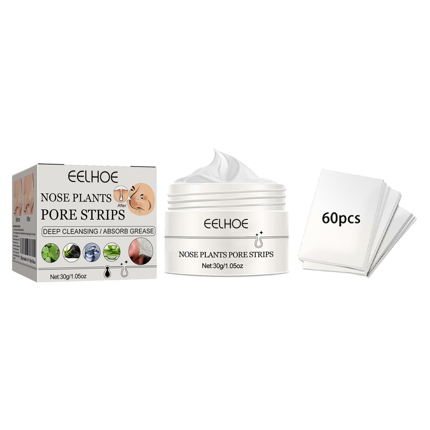 60 Pcs Blackhead Removal Nasal Mask Deep Pore Cleansing Blackheads & Acne Rip